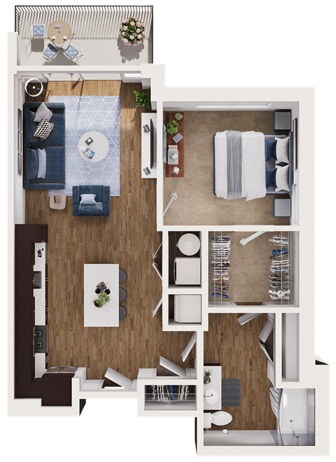 Foxglove Floor Plan at Hamilton at Eagleview, offering 1 bedroom, 1 bathroom, and modern living spaces in Exton, PA 19341
